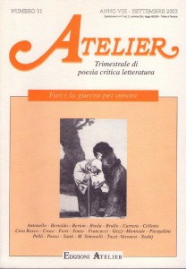 Copertina della rivista Atelier, n. 31