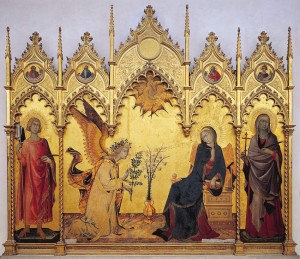 Simone Martini, Annunciazione tra i santi Ansano e Margherita, proveniente dal Duomo di Siena, Galleria degli Uffizi di Firenze, 305x265 cm