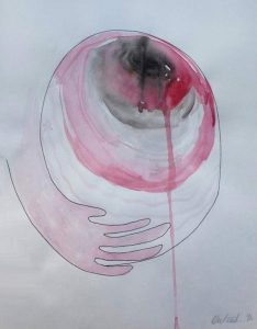In the womb, acquerello (21x30 cm) di Antonella Lucchese
