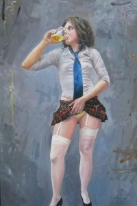 Il sapore della birra, di Alfonso e Nicola Vaccari, olio su tela, cm 80x120, 2012