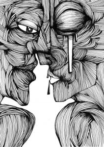 Gli Amanti, disegno di Teresa Sarno, 21x29 cm