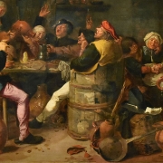 Ubriachi all'osteria, in un'opera di Adriaen Brouwer (ca.1605-1638)